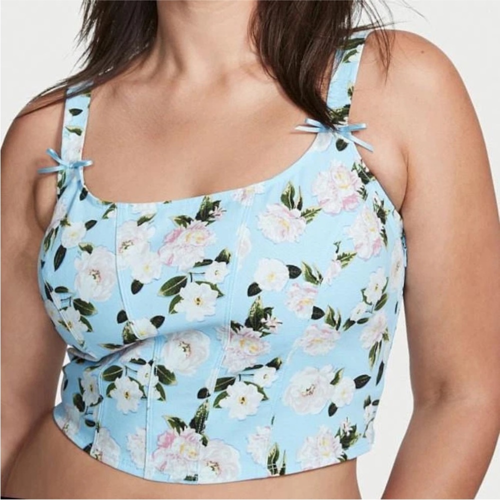 Victoria’s Secret Botanical Gardenia Print Bustier, Size Large